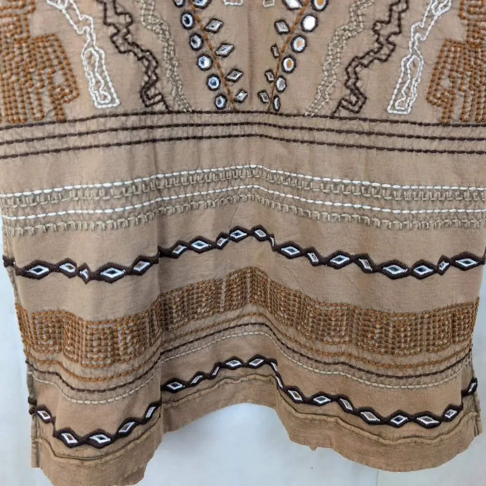 Shyanne tan embroidered beaded duster Size Medium Western Boho Cowgirl Rodeo